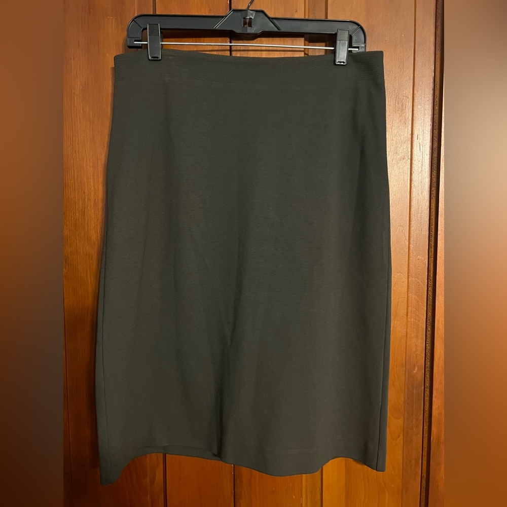 Eileen Fisher Dark Gray Viscose Blend Pencil Skirt Sz M